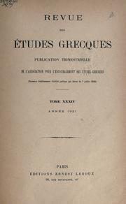 Cover of: Revue des études grecques. by 