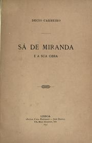 Cover of: Sá de Miranda e a sua obra.