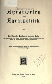 Cover of: Agrarwesen und Agrarpolitik.