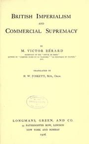 Cover of: British imperialism and commercial supremacy