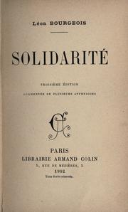Cover of: Solidarité.: 3. éd. augm. de plusieurs appendices.