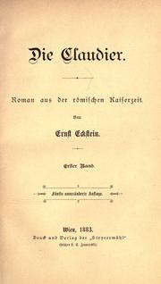 Cover of: Claudier: Roman aus der römischen Kaiserzeit