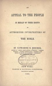 Cover of: An appeal to the people in behalf of their rights as authorized interpreters of the Bible.