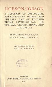 Hobson-Jobson by Henry Yule, Henry Yule, A. C. Burnell