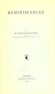 Cover of: Reminiscences by Matilda Betham-Edwards