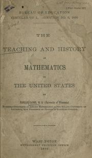 Cover of: teaching and history of mathematics in the United States