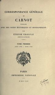 Cover of: Correspondance g©Øen©Øerale, 1792-95. by Lazare Carnot