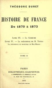 Cover of: Histoire de France de 1870 à 1873