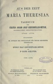 Cover of: Aus der Zeit Maria Theresias by Khevenh©·uller-Metsch, Johann Josef F©·urst zu