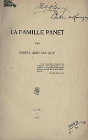 Cover of: La famille Panet. by Pierre-Georges Roy