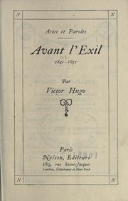 Cover of: Actes et paroles. by Victor Hugo, Victor Hugo