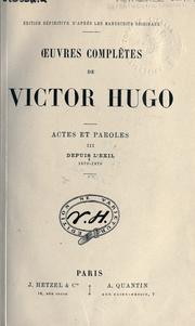 Cover of: Actes et paroles. by Victor Hugo