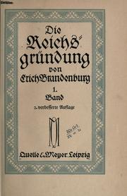 Cover of: Die Reichsbegründung. by Brandenburg, Erich