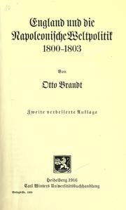 Cover of: England und die napoleonische Weltpolitik, 1800-1803.