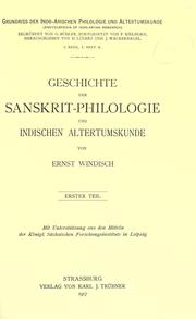 Geschichte der Sanskrit-Philologie und indischen Altertumskunde by Ernst Windisch