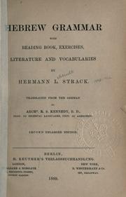 Cover of: Hebrew grammar with reading book, exercises, literature and vocabularies. by Strack, Hermann Leberecht