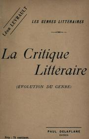 Cover of: critique littéraire, évolution du genre.
