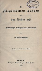 Cover of: Lehrbuch des preussischen privatrechts und der privatrechtsnormen des Reichs by Heinrich Dernburg