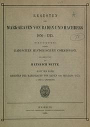 Cover of: Regesten der Markgrafen von Baden und Hachberg, 1050-1515. by 