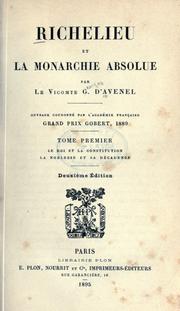 Cover of: Richelieu et la monarchie absolue. by Avenel, G. d' vicomte
