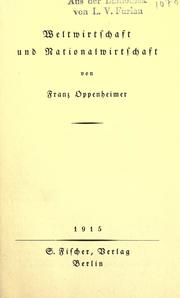 Cover of: Weltwirtschaft und Nationalwirtschaft.