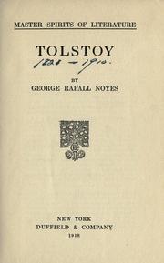 Cover of: Tolstoy by George Rapall Noyes