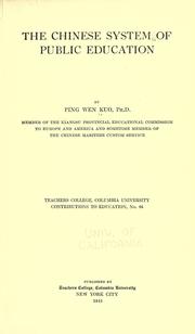 Cover of: The Chinese system of public education