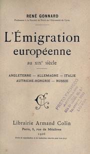 Cover of: émigration européenne au 19e siécle: Angleterre--Allemagne--Italie--Autriche--Hongrie --Russie.