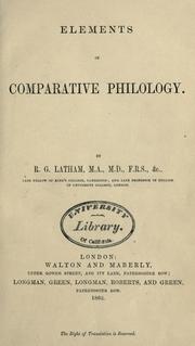 Cover of: Elements of comparative philology