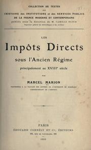 Cover of: impôts directs sous l'ancien régime: principalement au XVIIIe siècle
