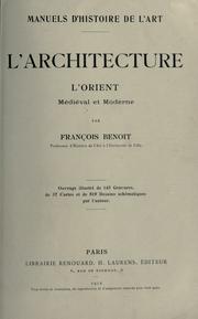 Cover of: L' architecture. by François Benoit