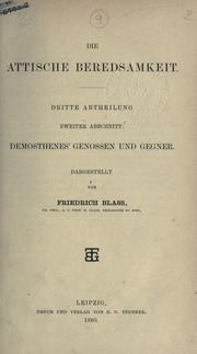 Cover of: Die attische Beredsamkeit. by Friedrich Wilhelm Blass
