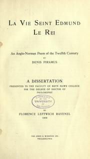 Cover of: La vie seint Edmund le rei: an Anglo-Norman poem of the twelfth century