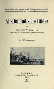 Alt-holländische Bilder by Wilhelm Martin