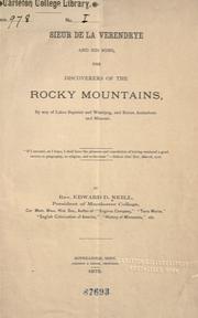 Cover of: Sieur de La Verendrye and his sons, the discovers of the Rocky Mountains by Edward D. Neill