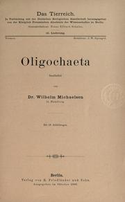 Cover of: Oligochaeta by Johann Wilhelm Michaelsen