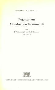 Cover of: Altindische Grammatik: Register Bd. 1-3