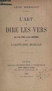Cover of: L'art de dire les vers by Léon Brémont