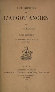 Cover of: sources de l'argot ancien.