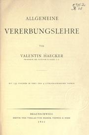 Cover of: Allgemeine Vererbungslehre. by Valentin Haecker