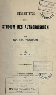 Cover of: Einleitung in das Studium des Altnordischen