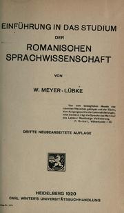 Cover of: Einführung in das Studium der romanischen Sprachwissenschaft.