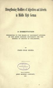 Cover of: Strengthening modifiers of adjectives and adverbs in Middle High German ... by Fred Cole Hicks