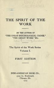 Cover of: spirit of the work