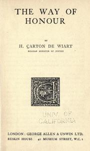 Cover of: The way of honour by Carton de Wiart, Henry Comte