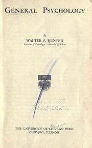Cover of: General psychology by Walter Samuel Hunter