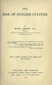Cover of: The rise of English culture by E. Johnson