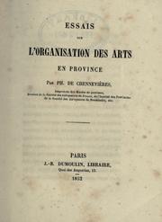 Cover of: Essais sur l'organisation des arts en province.