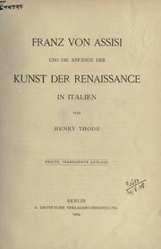 Cover of: Franz von Assisi und die anfänge der kunst der renaissance in Italien