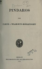 Cover of: Pindaros. by Ulrich von Wilamowitz-Moellendorff